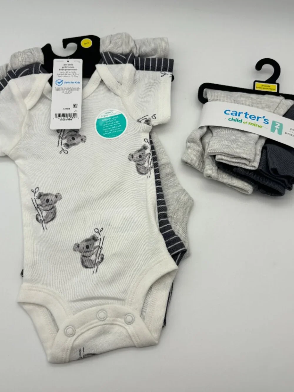 Carter's Child of Mine 5-Piece Cotton Bodysuits & Pants, Gray Koala, Preemie